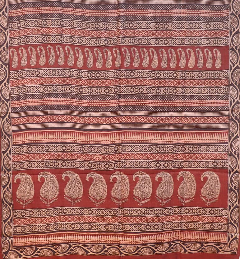 Hand Block Printed Bagh Kosa Silk Saree view 2