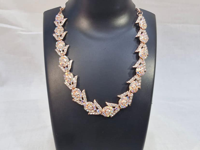 "Stunning Cubic Zirconia Tennis Necklace in Rose Gold Vermeil" view 3