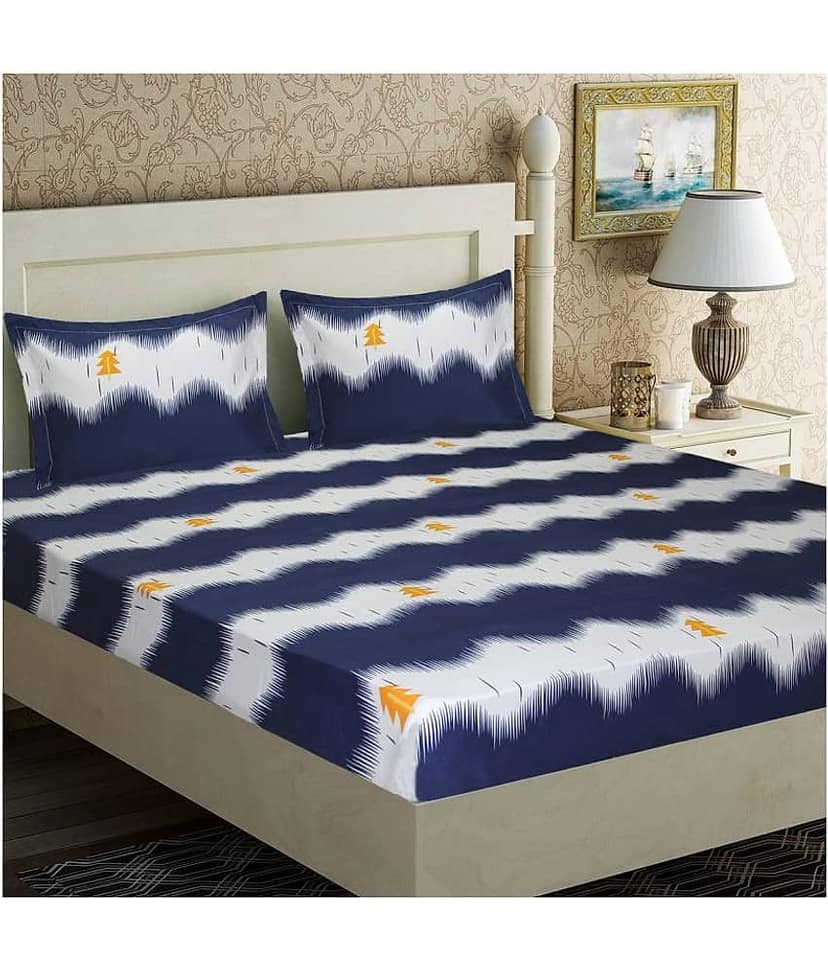 Home Candy Microfiber Double Bedsheet ( Blue )