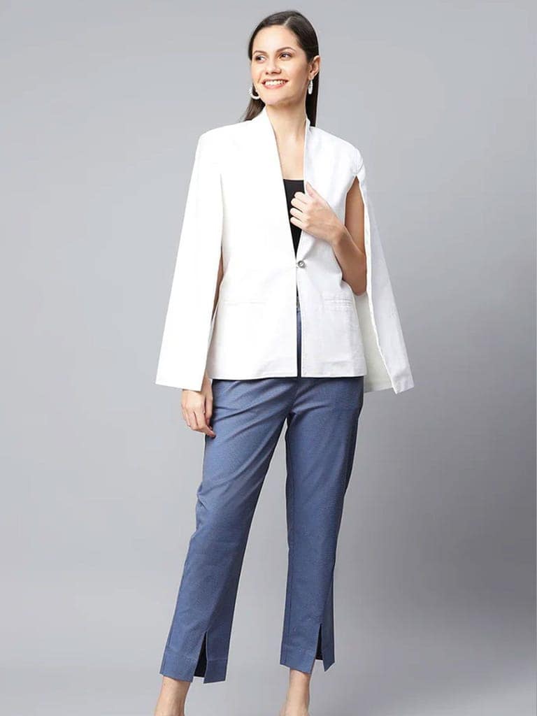 White Solid Open Sleeve Jacket view 3