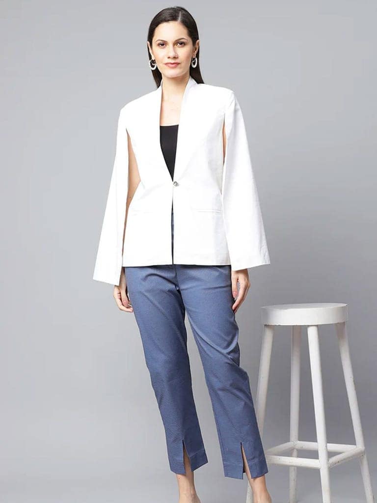 White Solid Open Sleeve Jacket view 5