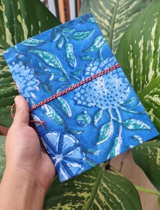 Handcrafted Blue & White Floral Print Diary Book