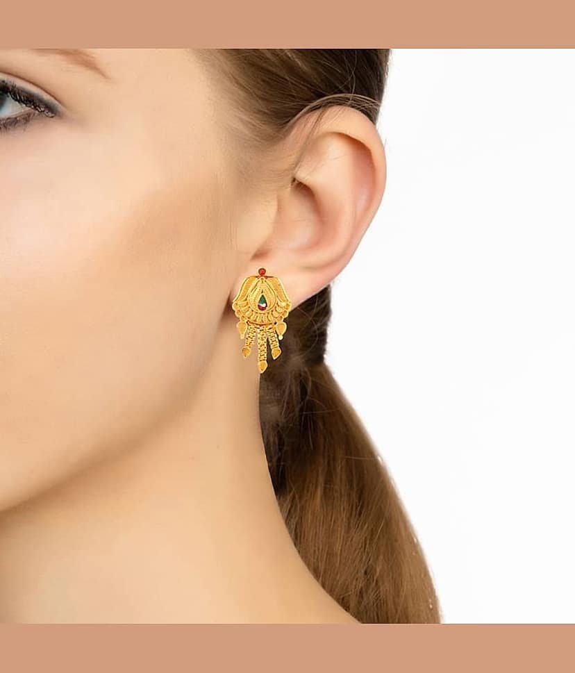 ADMIER Yellow Stud Earrings ( Pack of 1 ) view 2