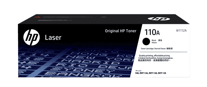 HP 110A Black Original Laser Toner Cartridge (W1112A) for HP Neverstop Laser 1000a, 1000w, 1200a, 1200w Printers