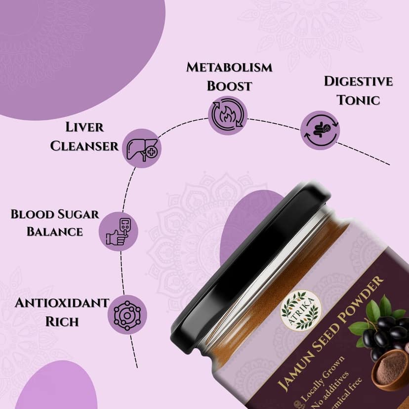 Atrika Jamun Seed Powder 225g | Jamun Guthli Powder for Sugar Control & Digestion | Pure Jamun Gutli Churna view 2