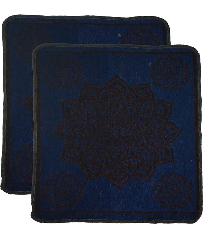 FURNISHING HUT Blue Set of 2 Anti-skid Velvet Prayer Mat ( 60 X 60 cm )