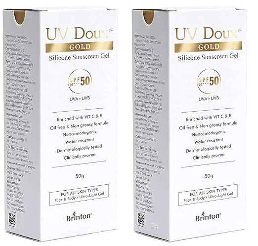 Brinton UV Doux Gold Silicone Sunscreen Gel SPF 50 pa+ + + UVA 50 g x Pack of 2
