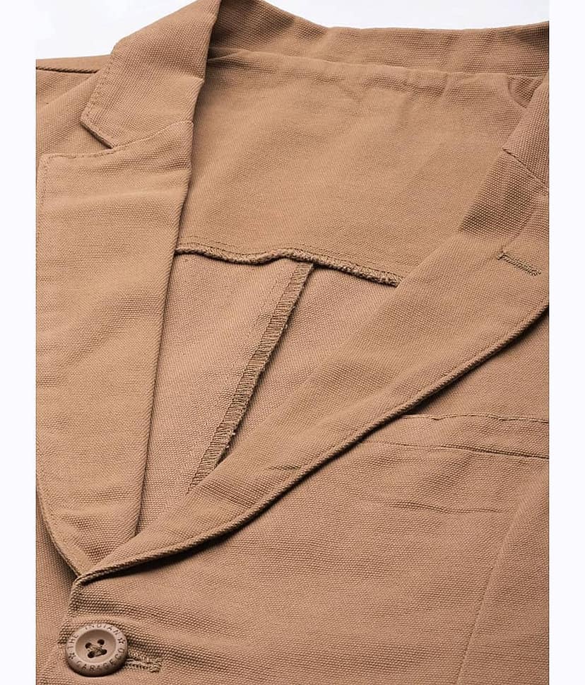 The Indian Garage Co. Cotton Men's Blazer - Khaki ( Pack of 1 ) view 2