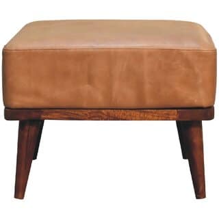 Tan Buffalo Leather Tan Footstool