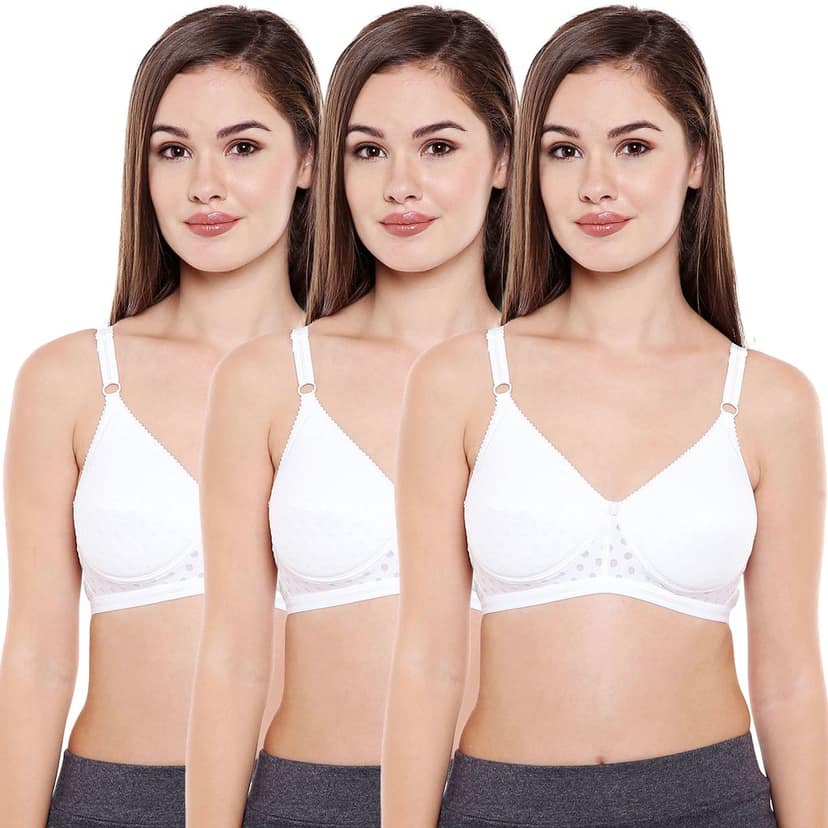 Bodycare Polycotton Padded Non wired Tshirt Bra-Pack of 3