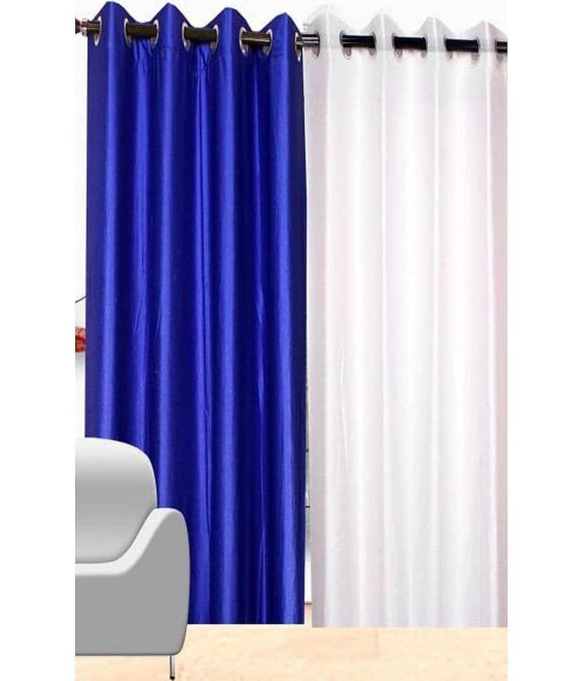 N2C Home Solid Semi-Transparent Eyelet Curtain 7 ft ( Pack of 2 ) - Multicolor