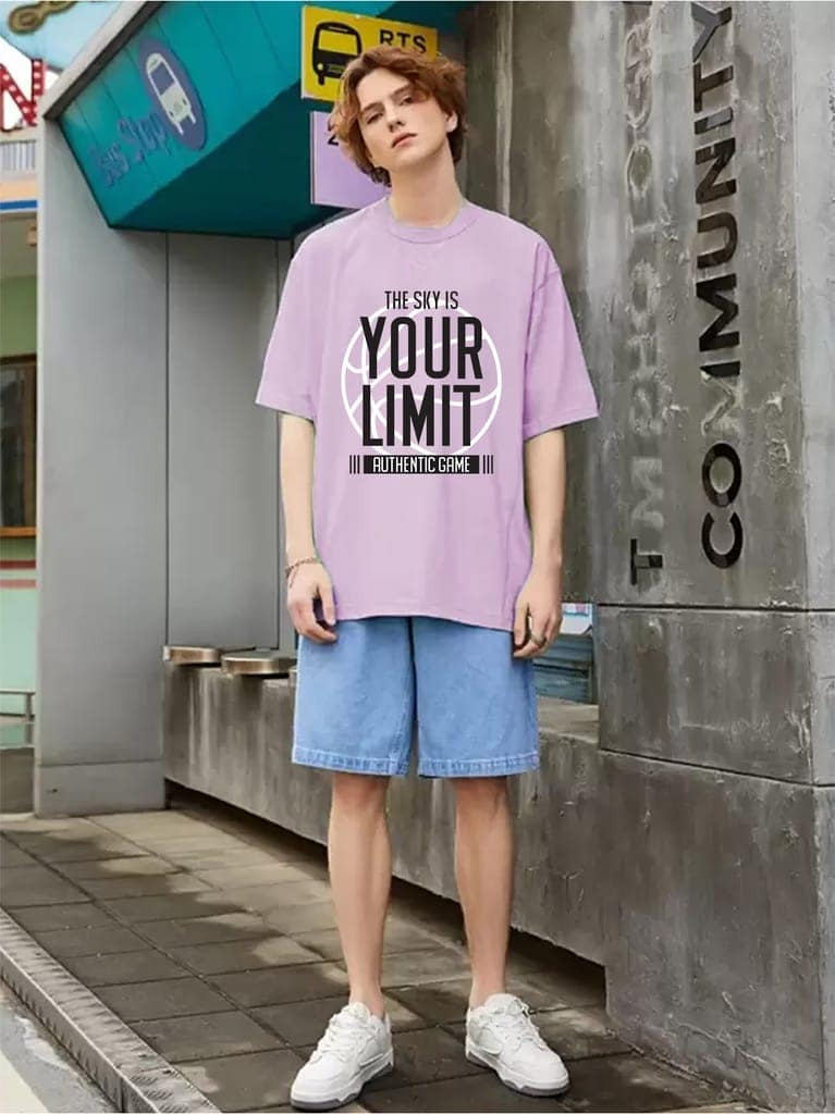 SCOTT FINCHER Men's Casual Short Sleeve T-Shirt with Basketball Graphic and "The Sky is Your Limit" Text : AA(ARN)LAVANDER_92 view 3
