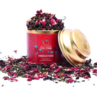 Oh Cha Hibiscus Green Tea | 100% Whole Leaf & Natural Ingredients | Rich in Antioxidants, Vitamin C, 35 gm