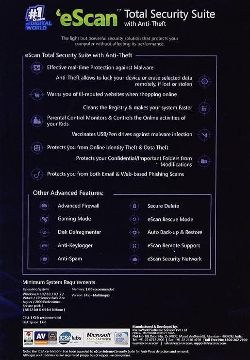 eScan Total Security Suite Antivirus 1 User 1 Year view 3