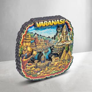 MustHome Varanasi Wooden Fridge Magnet, Indian-Themed Souvenir Gift for Refrigerators and Almirahs