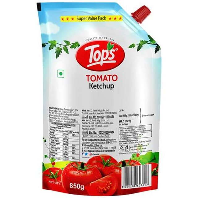 Tops Tomato Ketchup, 850 G Pouch view 2