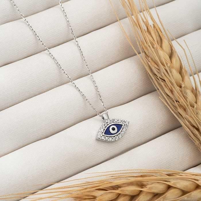 Silver Dark Wide Evil Eye Necklace view 3