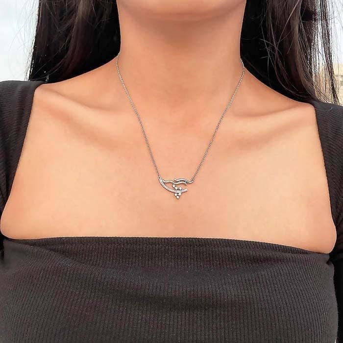 Silver Abstract Pendant Set view 2