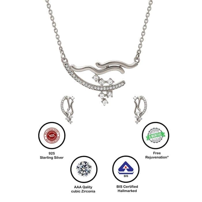 Silver Abstract Pendant Set view 7