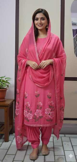 Hand-Painted Shirt + Dupatta Set