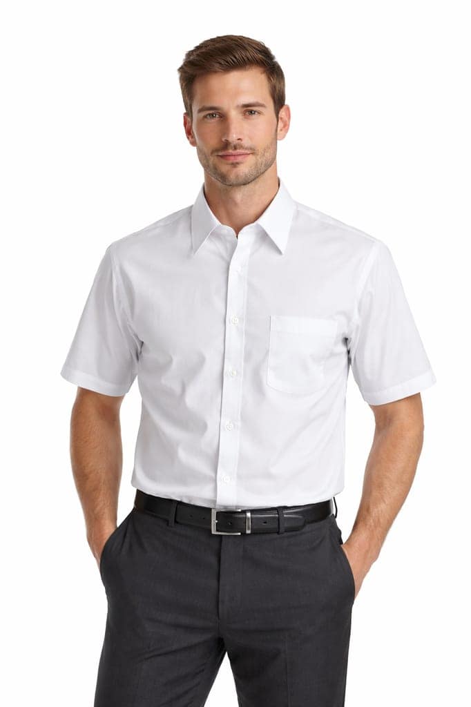 100% Pure & Soft Cotton White Formal Half/Short Sleeve Shirts for Official Use || Quality Grade Fabric || Decent Looks || Skin Friendly || Comfortable Wearing.