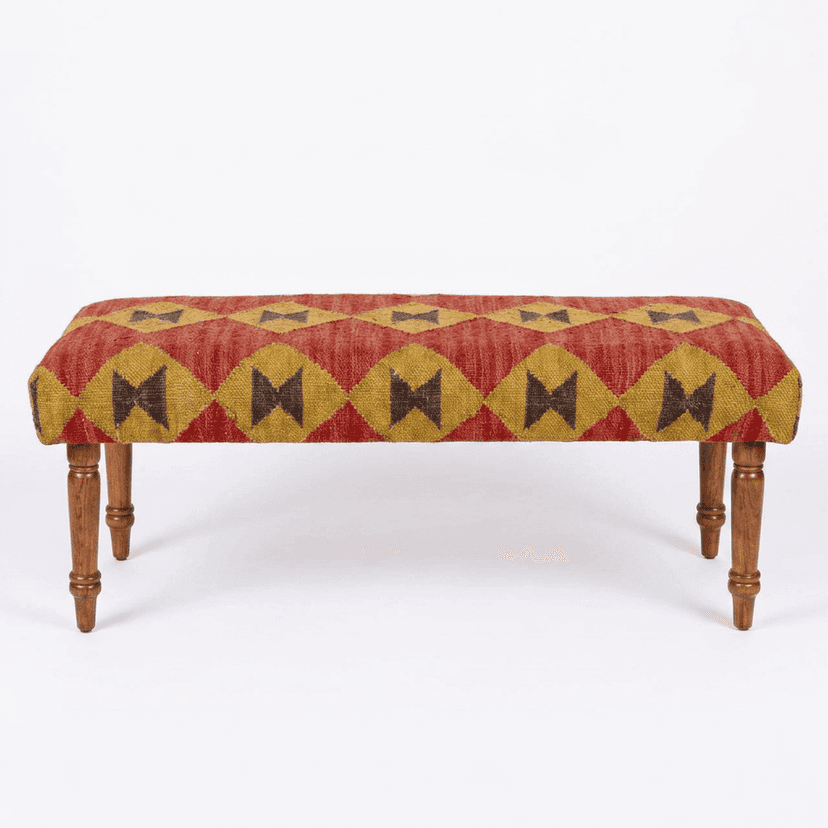 Handmade Kilim Upholstered Wooden Bench (48 inch)