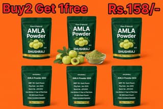 SHUSHRAJ Pure & Natural Amla Powder (80g) - Rich in Vitamin C for Daily Wellness, Immunity & Health Drink | Festival Special: Buy 2 Get 1 Free