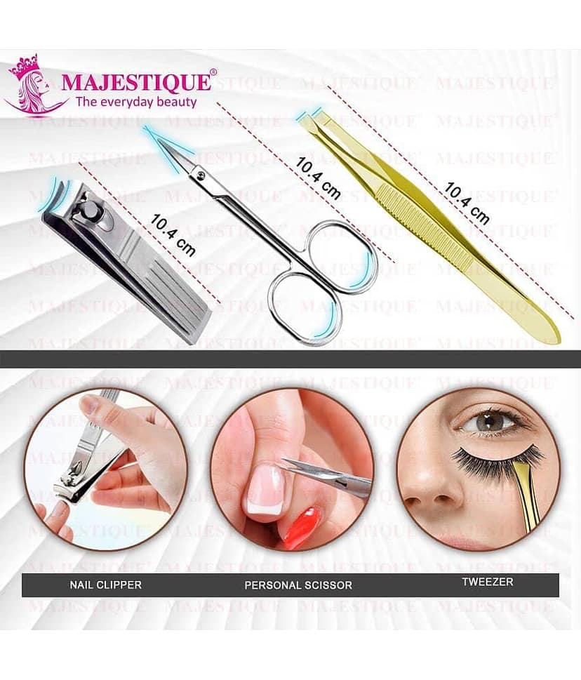 Majestique Compact Manicure Kit Grooming Tools Scissors Slanted Plucker Nail File - Multicolor view 2