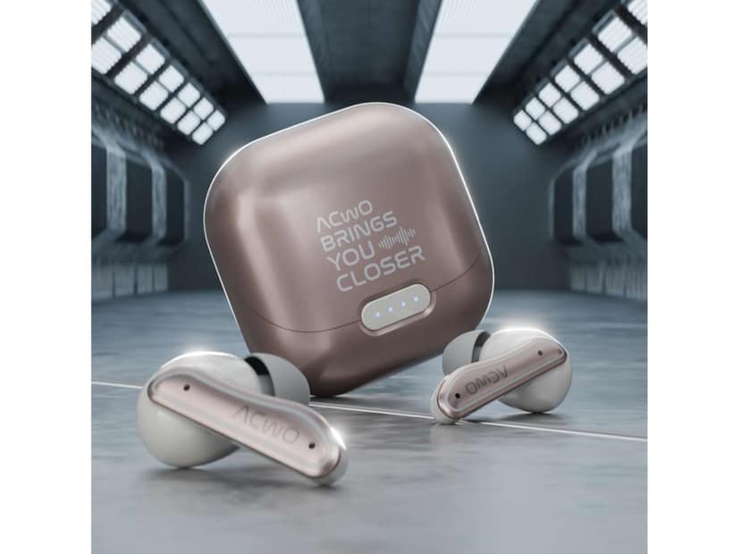 ACwO Dwots 737 Wireless in Ear Earbuds, 70Hrs Playtime, Up to 32Db ANC, 4 Mics with Enc, Bluetooth V5.4, Hyperboost 10Mins Charge= 120Mins Playtime - Woddy-brown view 2