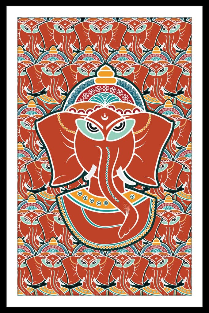 DIVINE SYMPHONY OF GANESHA WALLDECOR 16in X 24in WITH BLACK FRAME view 2