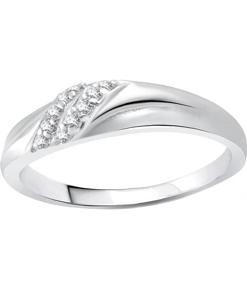 Vighnaharta Simple & Delicate CZ Rhodium Plated Ring