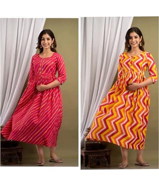 Nevisha Style Multi Color Cotton Maternity Kurta Pack of 2