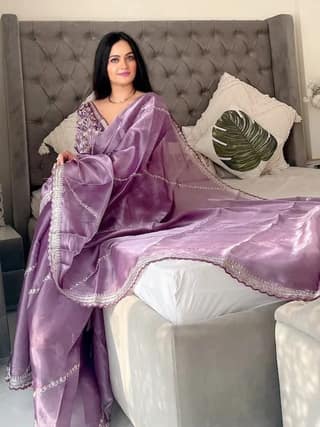 Georgette Saree With Embroidery Work And Stone Detailing