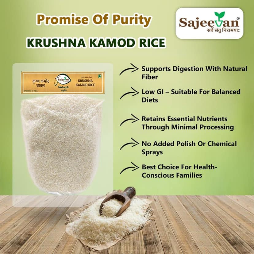Organic Krushna Kamod Rice | Gujarati Traditional Rice | Aromatic & Soft Short Grain | Premium Traditional Gujarati Chawal | Easy to Digest & Soft Fragrant | 100% Natural | Chemical-Free | 1 Kg view 3