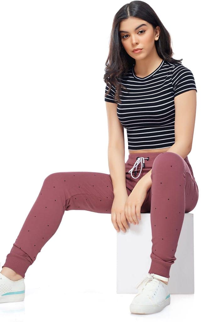 ZEYO Women's Joggers Tringle Printed Blue Regular Fit Track Pant