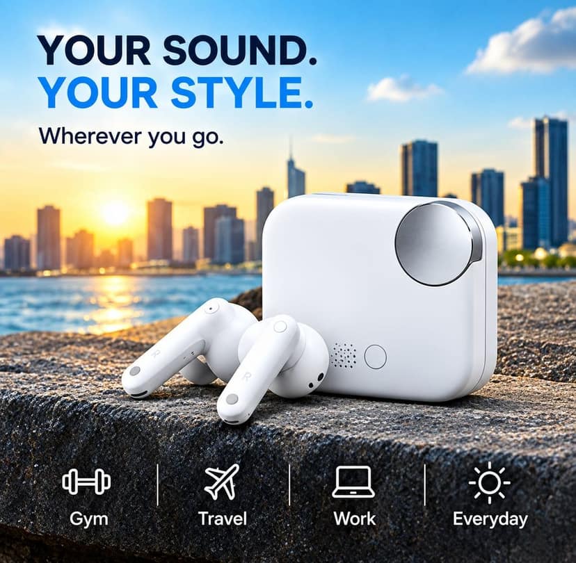 Premium Wireless Bluetooth Earbuds with Charging Case – White view 4