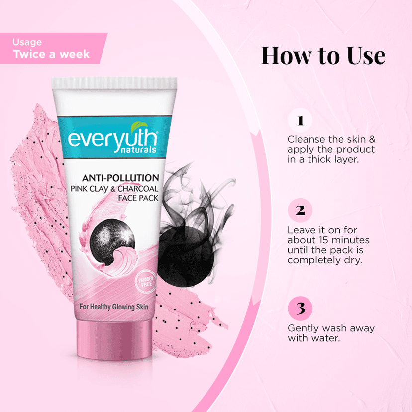 Everyuth Naturals Anti Pollution Pink Clay & Charcoal Face Pack 50g view 2