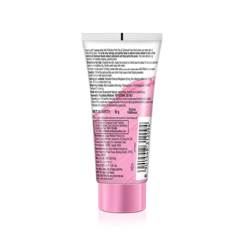 Everyuth Naturals Anti Pollution Pink Clay & Charcoal Face Pack 50g view 5