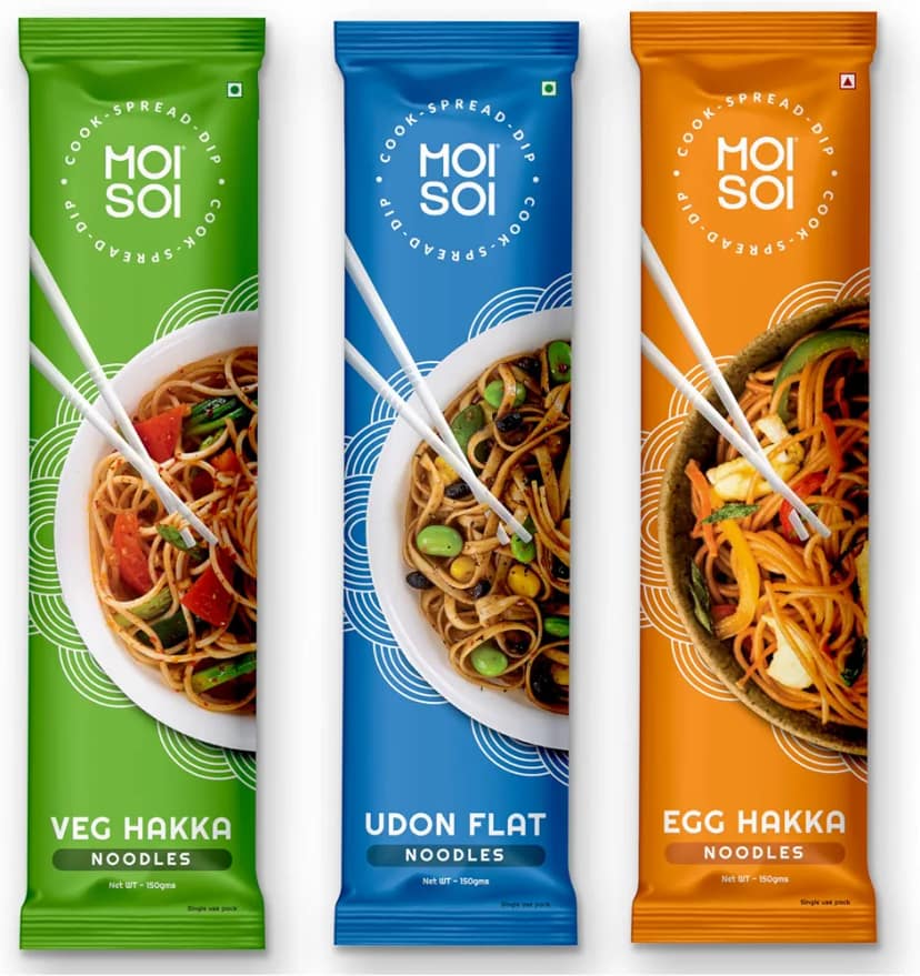 MOI SOI Veg Hakka Noodles + Egg Hakka Noodles + Udon Noodles, 150 g Each, Combo 3 Items