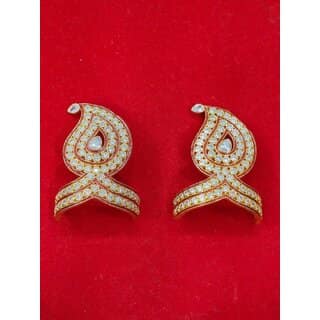 AD Mukut Crown for Deity Idols Gold-Tone Zircon Floral Design (Size 4,5 laddu gopal)