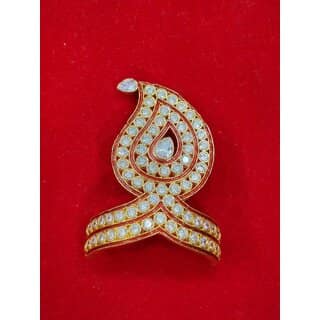 AD Mukut Crown for Deity Idols Gold-Tone Zircon Floral Design (Size 4,5 laddu gopal) view 2