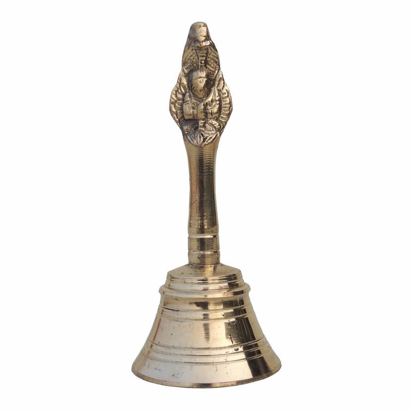Brass Pooja Hand Bell, Garun Ghanti, Height : 5 Inch (FMAS676 D) view 2