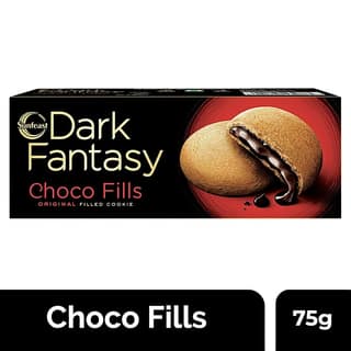 Sunfeast Dark Fantasy - Choco Fills, Original Filled Cookies With Choco Creme, 75 G Pouch