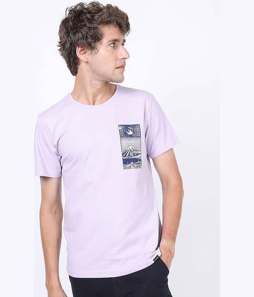 Highlander Men Cotton Slim Fit Printed T-Shirt ( Purple ) view 3