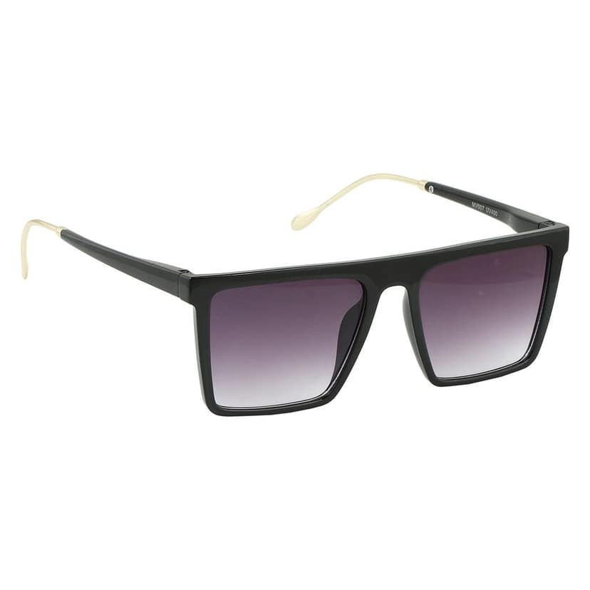 4Flaunt UV Protected Flat Square Sunglasses For Men & Women (Gold, Black) view 3