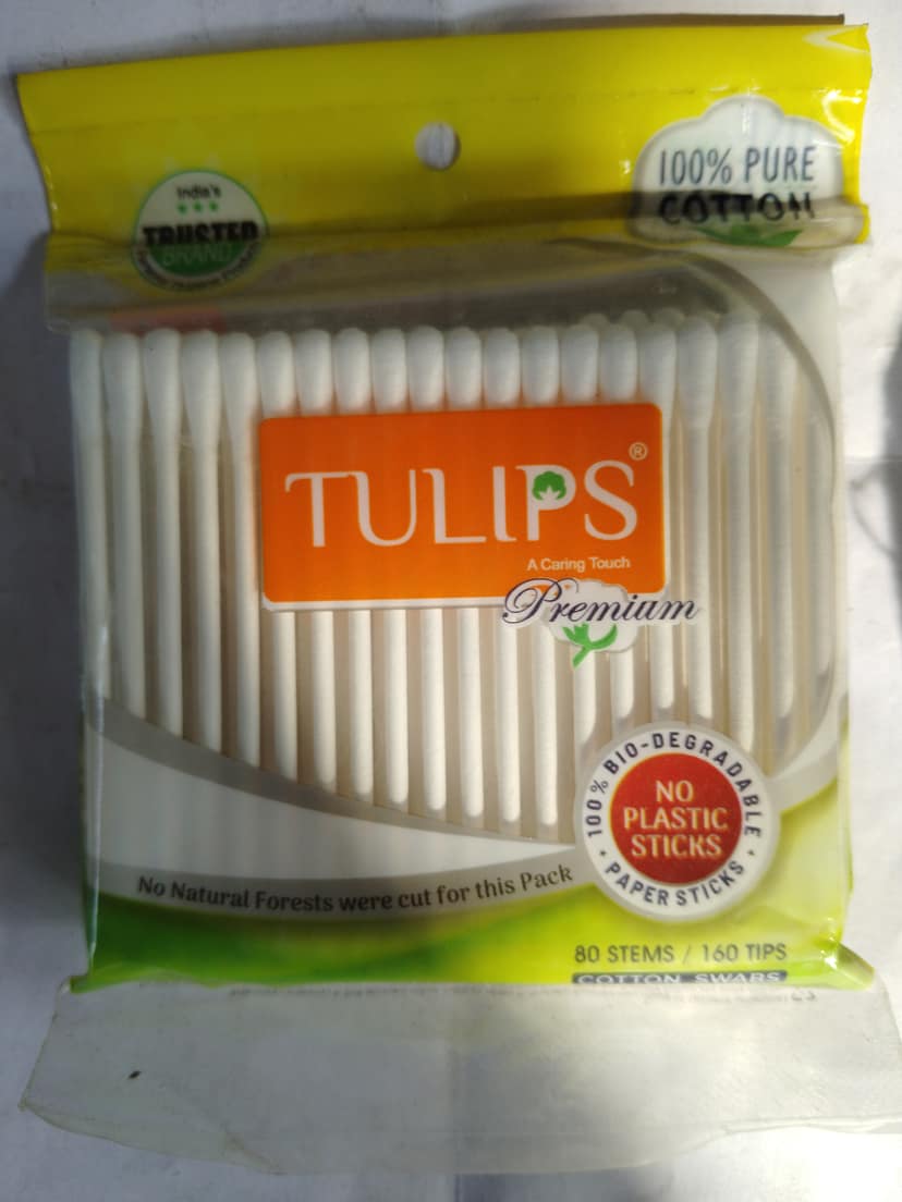Tulips Premiam 100% pure Cotton Plastic Sticks 80stems