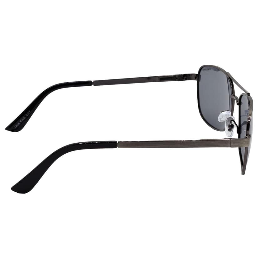 Stylish Rectangular Full-Frame Metal Polarized Sunglasses for Men and Women | Black Lens and Steel Grey Frame | HRS-KC1008-LGRY-BK-P view 4