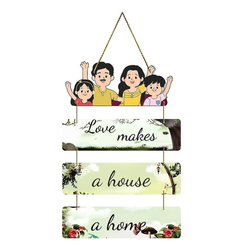 Charmor Love makes a house Decorative Wall Hanger for Living Room | Bedroom | Gift | Home Decoration | Wooden Design Item (WH3309)