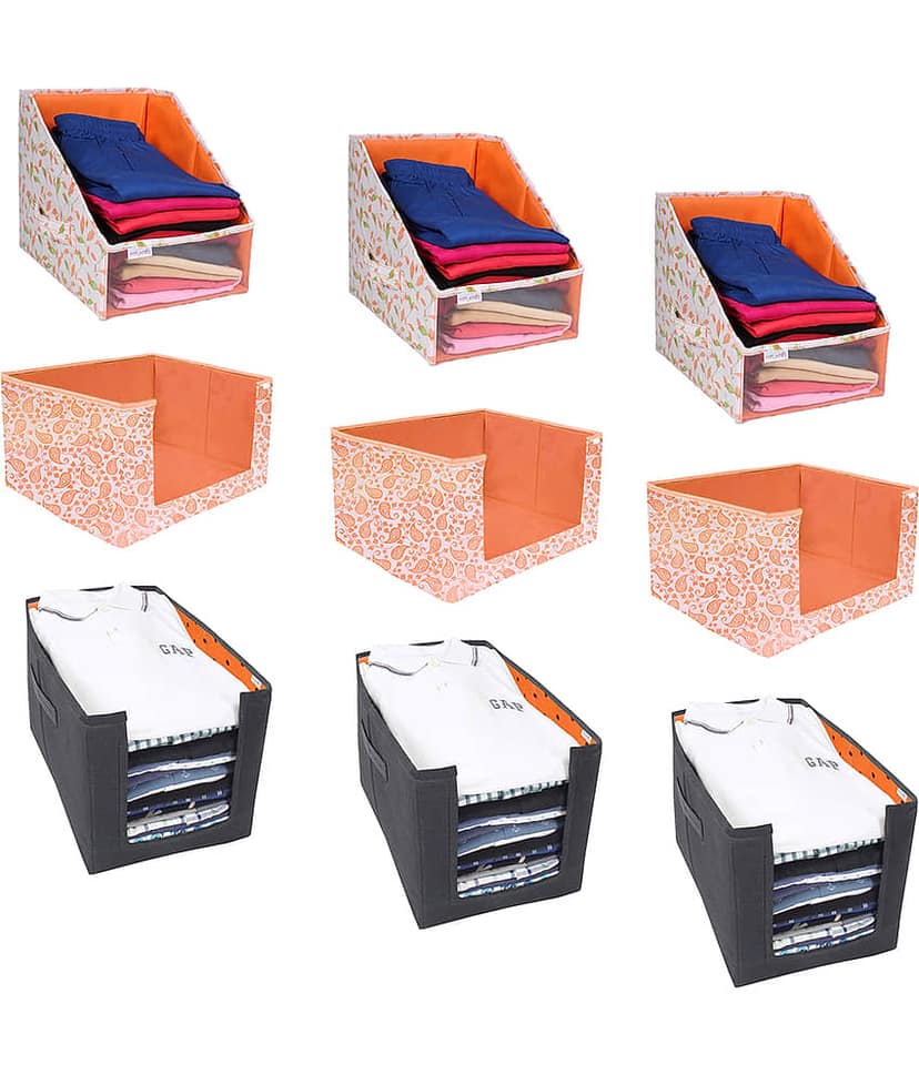 PrettyKrafts Multipurpose cloth organisers combo for wardrobe cloth organizers,(Pack of 9)