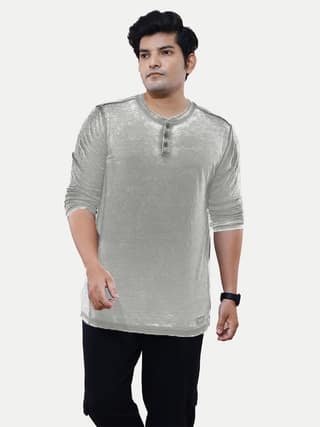 Men Light Grey Cotton Casual Acid Washed T-Shirt